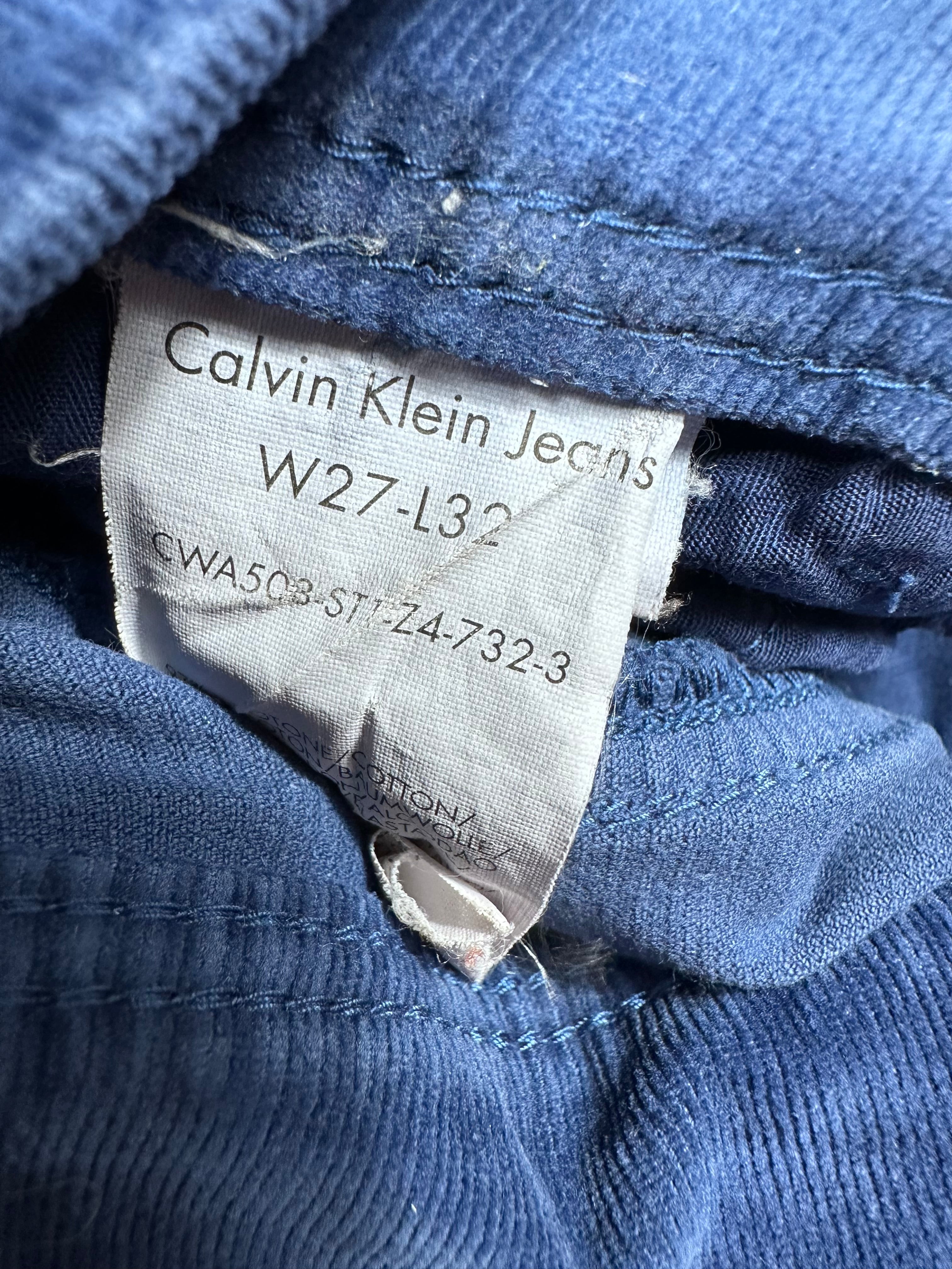 Jean Slim Calvin Klein Velours Bleu Électrique – Pantalon Original Unisexe | Look Tendance W27 L32
