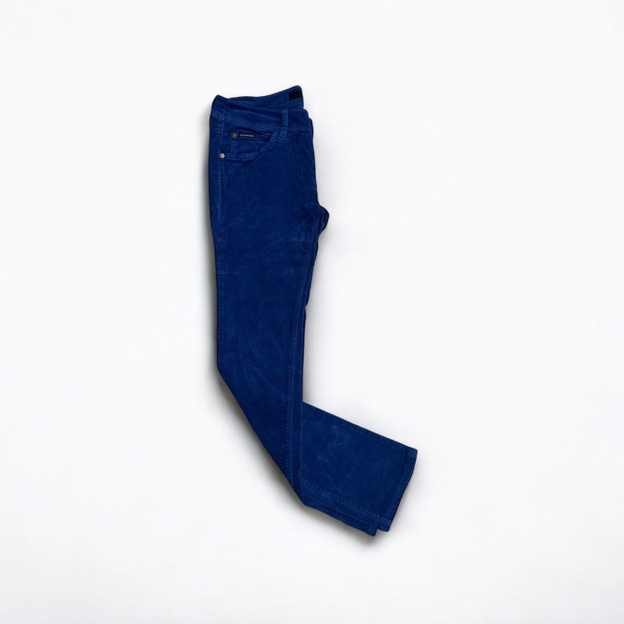 Jean Slim Calvin Klein Velours Bleu Électrique – Pantalon Original Unisexe | Look Tendance W27 L32